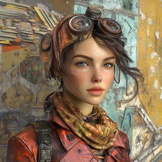 Ringsurge style, Midjourney V6.1: photographic portrait of female protagonist