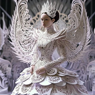 Sequinsmoke style, Midjourney V6.1: haute-couture fashion outfit