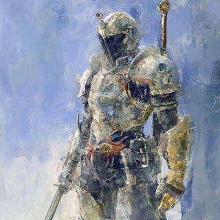 Glazebloom Figurism style, Midjourney V6.1: concept art character design of retropunk steam knight
