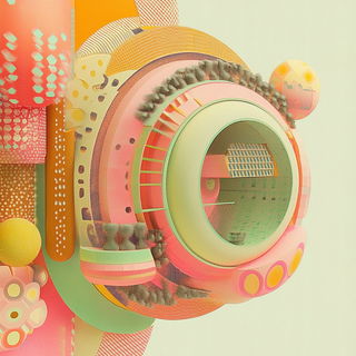Squeegee Palms style, Midjourney V6.1: abstract 3D render