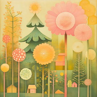 Squeegee Palms style, Midjourney V6.1: traditional folk art