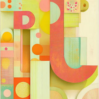Squeegee Palms style, Midjourney V6.1: typographic composition with large letters
