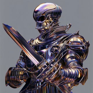 Chromabraise style, Midjourney V6.1: concept art character design of retropunk steam knight