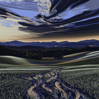 Chromabraise style, Midjourney V6.1: realistic landscape photograph of quiet dawn