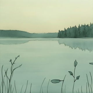 Cottagebaroque style, Midjourney V6.1: realistic landscape photograph of quiet dawn