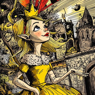 Chromallurgy style, Midjourney V6.1: retro fairy-tale illustration