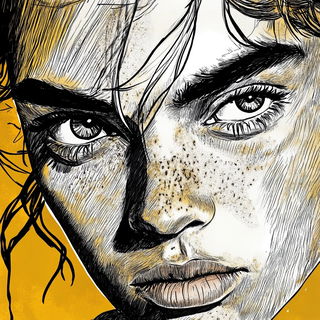 Chromallurgy style, Midjourney V6.1: photographic portrait of female protagonist