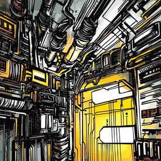 Chromallurgy style, Midjourney V6.1: technical infrastructure blueprint schematics