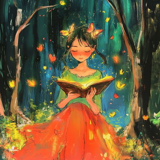 Marbroidery style, Midjourney V6.1: retro fairy-tale illustration