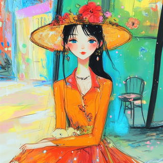 Marbroidery style, Midjourney V6.1: haute-couture fashion outfit