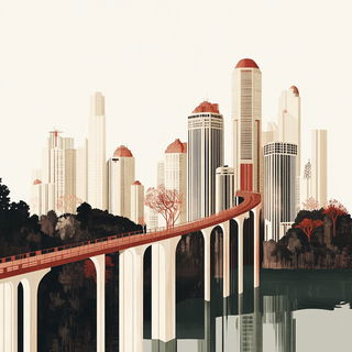 Inkbrush Mosaic Surrealism style, Midjourney V6.1: megacity with futuristic bioarchitecture