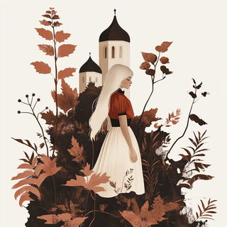 Inkbrush Mosaic Surrealism style, Midjourney V6.1: retro fairy-tale illustration