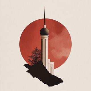 Inkbrush Mosaic Surrealism style, Midjourney V6.1: bold minimalist logo design for Istanbul city municipal services