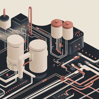 Inkbrush Mosaic Surrealism style, Midjourney V6.1: technical infrastructure blueprint schematics
