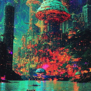 Plushchrome style, Midjourney V6.1: megacity with futuristic bioarchitecture
