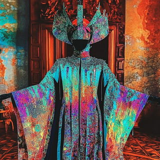 Plushchrome style, Midjourney V6.1: haute-couture fashion outfit