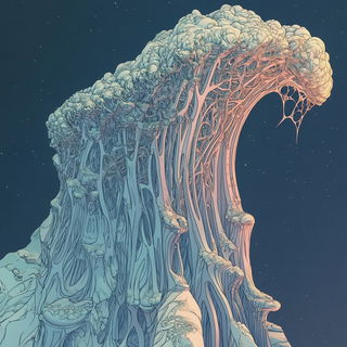 Longbeast Lullaby style, Midjourney V6.1: abstract 3D render