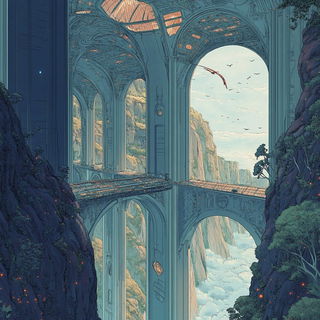 Longbeast Lullaby style, Midjourney V6.1: megacity with futuristic bioarchitecture