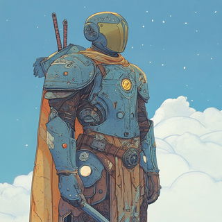 Longbeast Lullaby style, Midjourney V6.1: concept art character design of retropunk steam knight