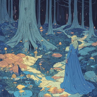 Longbeast Lullaby style, Midjourney V6.1: retro fairy-tale illustration