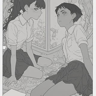 Longbeast Lullaby style, Midjourney V6.1: black-and-white manga comic strip
