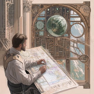 Ruinchrome style, Midjourney V6.1: editorial illustration for popular scientific magazine cover