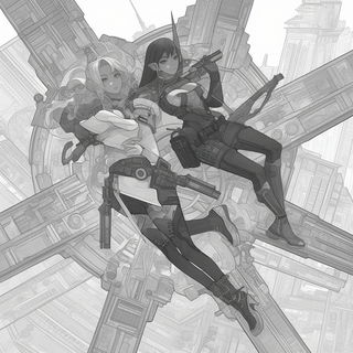 Ruinchrome style, Midjourney V6.1: black-and-white manga comic strip