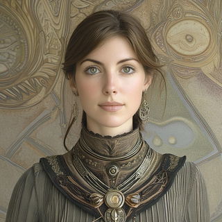 Ruinchrome style, Midjourney V6.1: photographic portrait of female protagonist