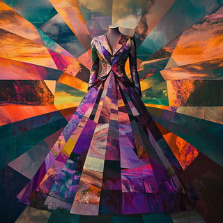 Stagvault style, Midjourney V6.1: haute-couture fashion outfit