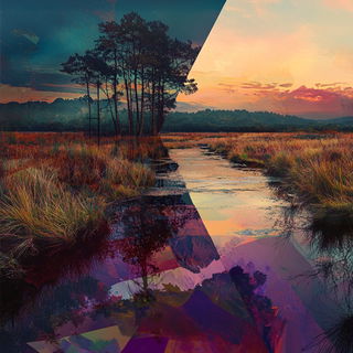 Stagvault style, Midjourney V6.1: realistic landscape photograph of quiet dawn