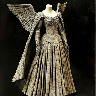 Vitrogild style, Midjourney V6.1: haute-couture fashion outfit