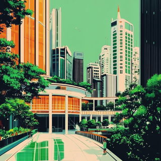 Neon Isobar style, Midjourney V6.1: megacity with futuristic bioarchitecture