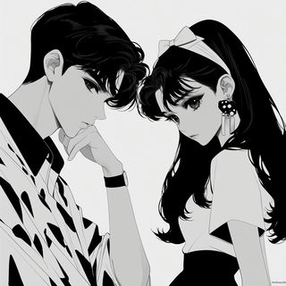 Neon Isobar style, Midjourney V6.1: black-and-white manga comic strip