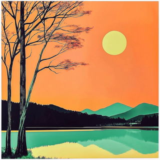 Neon Isobar style, Midjourney V6.1: realistic landscape photograph of quiet dawn