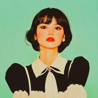 Neon Isobar style, Midjourney V6.1: photographic portrait of female protagonist