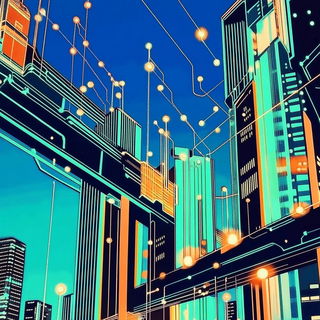 Neon Isobar style, Midjourney V6.1: technical infrastructure blueprint schematics