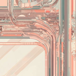 Jeweltoon Wildworlds style, Midjourney V6.1: technical infrastructure blueprint schematics