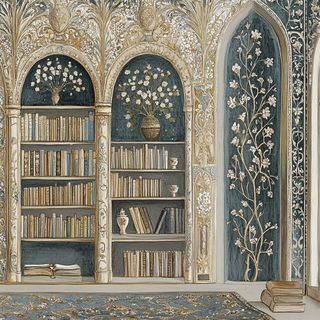 Pinkthread Bookcraft style, Midjourney V6.1: Midlibrary