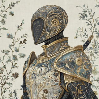 Pinkthread Bookcraft style, Midjourney V6.1: concept art character design of retropunk steam knight