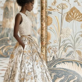Pinkthread Bookcraft style, Midjourney V6.1: haute-couture fashion outfit