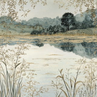 Pinkthread Bookcraft style, Midjourney V6.1: realistic landscape photograph of quiet dawn