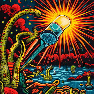 Gravewheel style, Midjourney V6.1: editorial illustration for popular scientific magazine cover