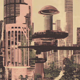 Mushroom Taliscript style, Midjourney V6.1: megacity with futuristic bioarchitecture