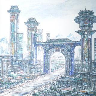 Cumulus Counterplay style, Midjourney V6.1: megacity with futuristic bioarchitecture