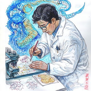 Cumulus Counterplay style, Midjourney V6.1: editorial illustration for popular scientific magazine cover