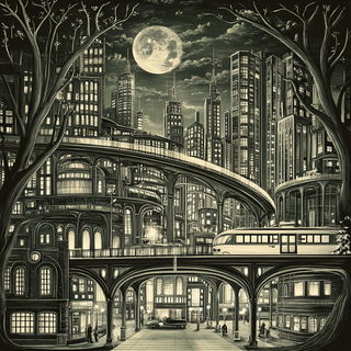 Inkwardens style, Midjourney V6.1: megacity with futuristic bioarchitecture