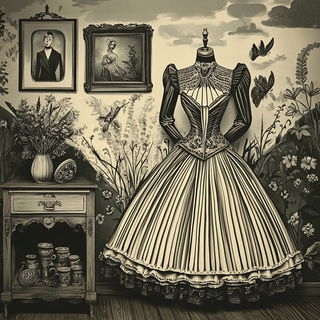 Inkwardens style, Midjourney V6.1: haute-couture fashion outfit