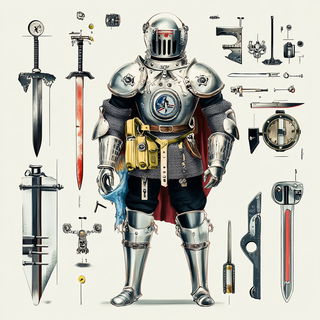 Velvet Thorn style, Midjourney V6.1: concept art character design of retropunk steam knight