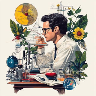 Velvet Thorn style, Midjourney V6.1: editorial illustration for popular scientific magazine cover
