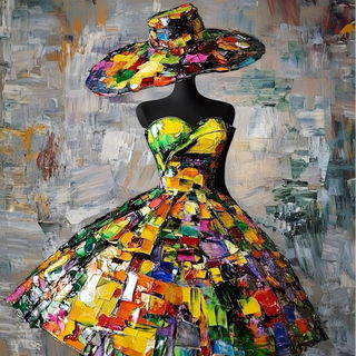 Fablemarquetry style, Midjourney V6.1: haute-couture fashion outfit
